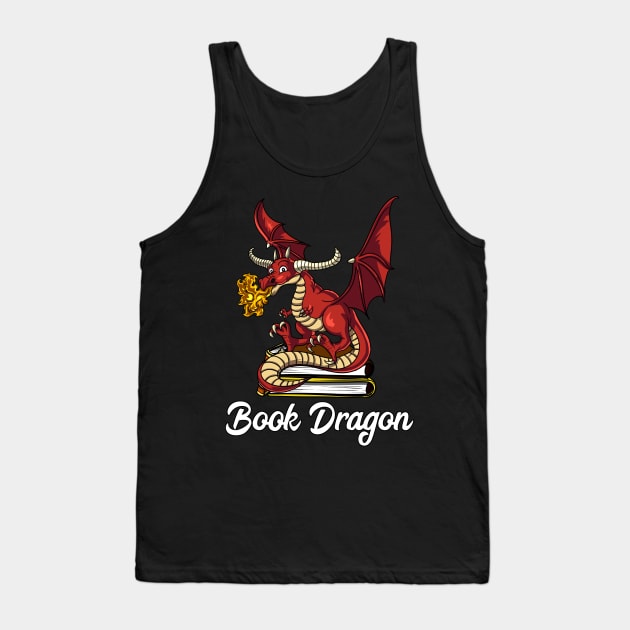 Book Dragon Reading Tank Top by underheaven